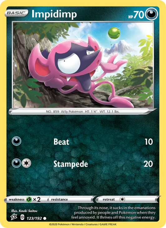 Impidimp Reverse Holo 123/192 Rebel Clash Pokémon Card