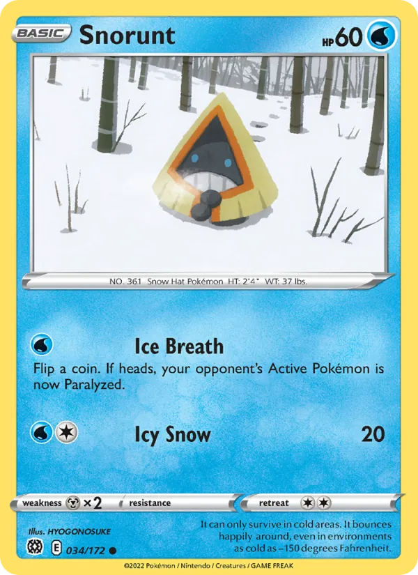 Snorunt Reverse Holo 034/172 Brilliant Stars Pokémon Card