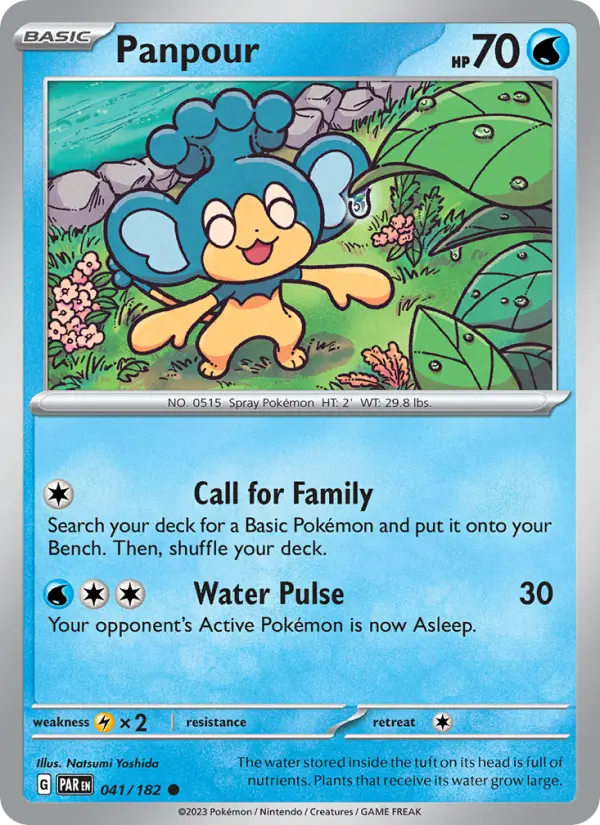 Panpour Reverse Holo 041/182 Paradox Rift Pokémon Card