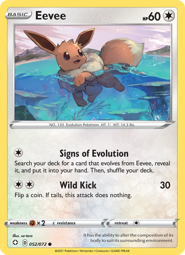 Eevee Reverse Holo 052/72 Shining Fates Pokémon Card