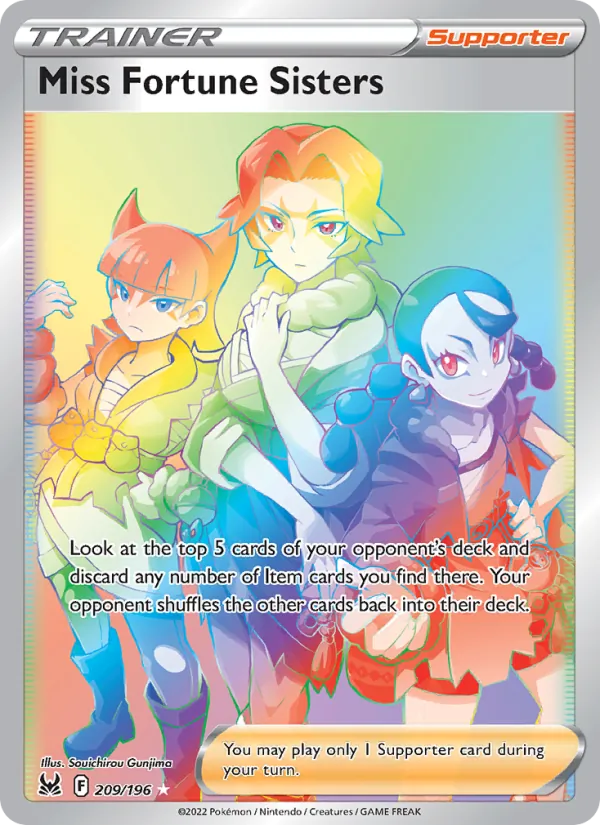 Miss Fortune Sisters Holo 209/196 Lost Origin Pokémon Card