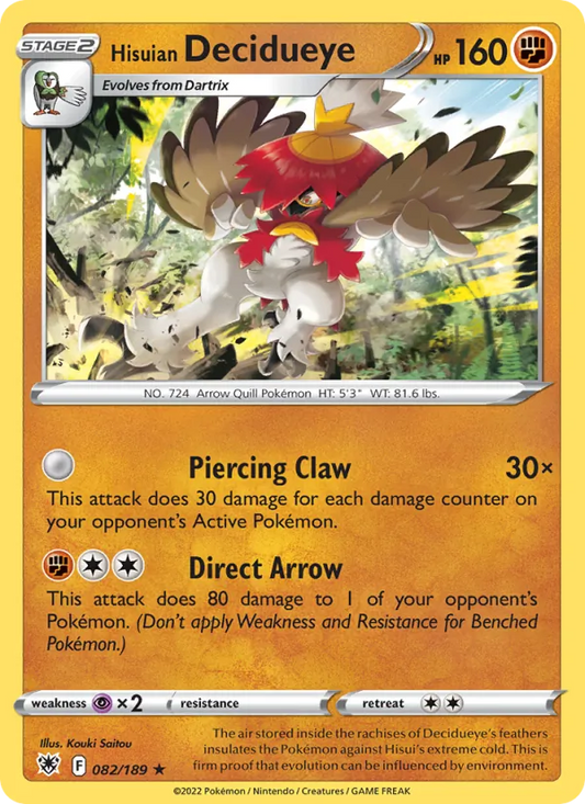 Hisuian Decidueye Holo 082/189 Astral Radiance Pokémon Card