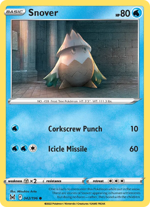 Snover Reverse Holo 042/196 Lost Origin Pokémon Card