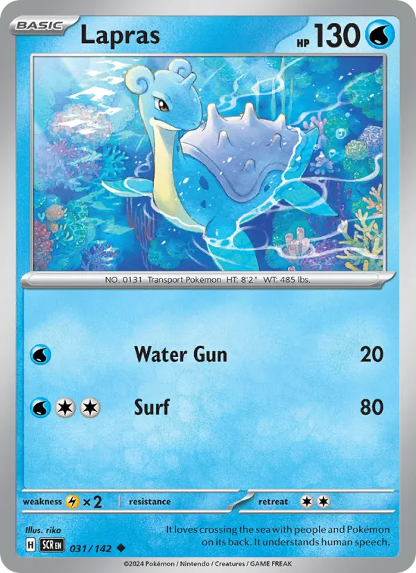 Lapras Reverse Holo 031/142 Stellar Crown Pokémon Card
