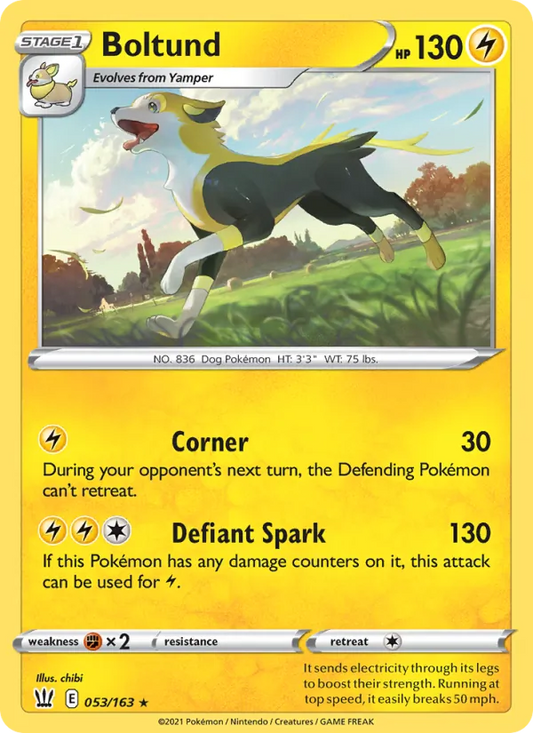 Boltund Reverse Holo 053/163 Battle Styles Pokémon Card