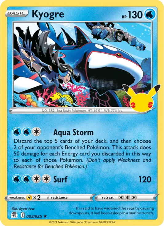 Kyogre Holo 003/25 Celebrations Pokémon Card