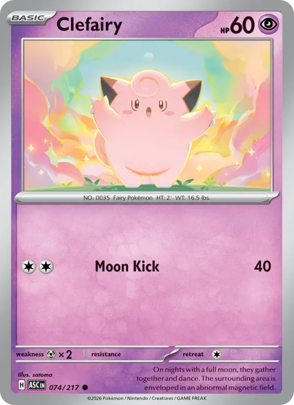 Clefairy Reverse Holo 074/217 Ascended Heroes Pokémon Card