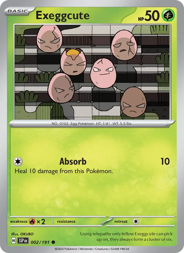 Exeggcute Reverse Holo 002/191 Surging Sparks Pokémon Card