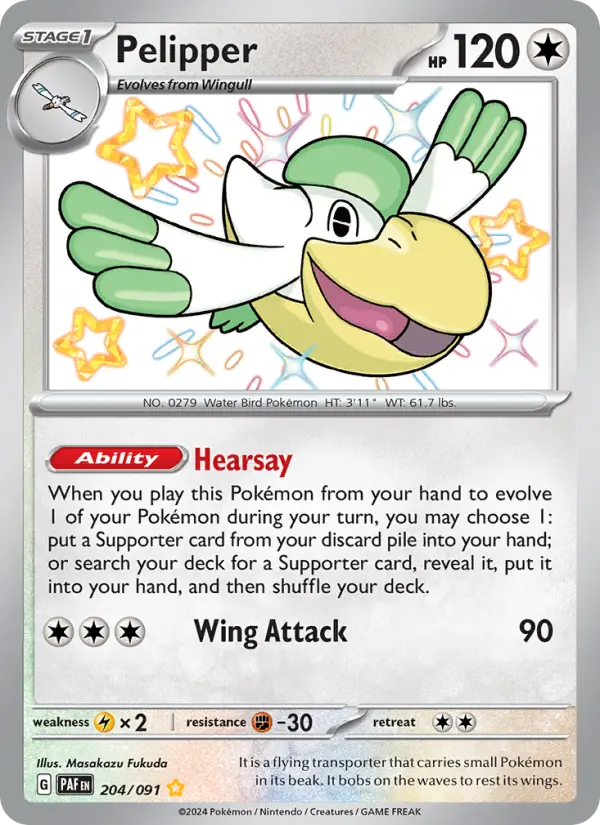 Pelipper Holo 204/91 Paldean Fates Pokémon Card