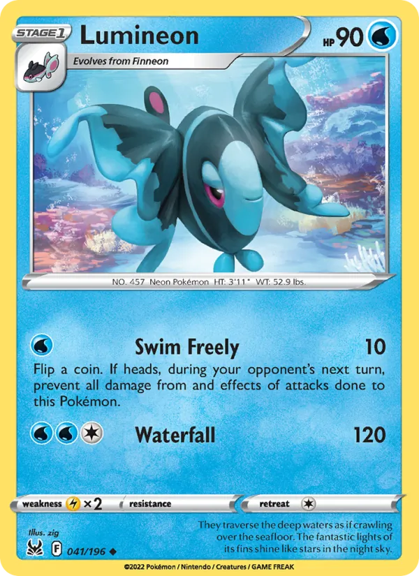 Lumineon Reverse Holo 041/196 Lost Origin Pokémon Card