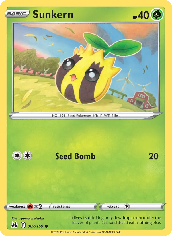 Sunkern Reverse Holo 007/159 Crown Zenith Pokémon Card