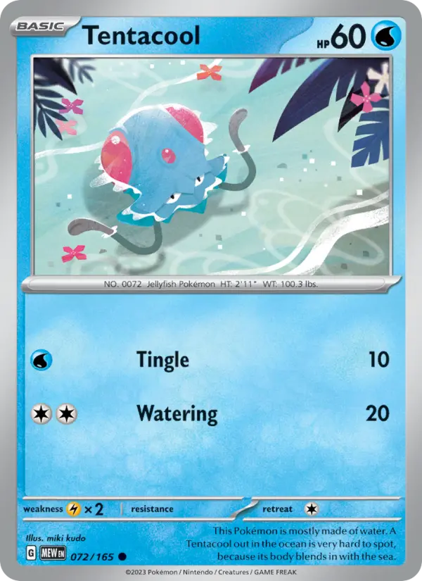 Tentacool Reverse Holo 072/165 151 Pokémon Card