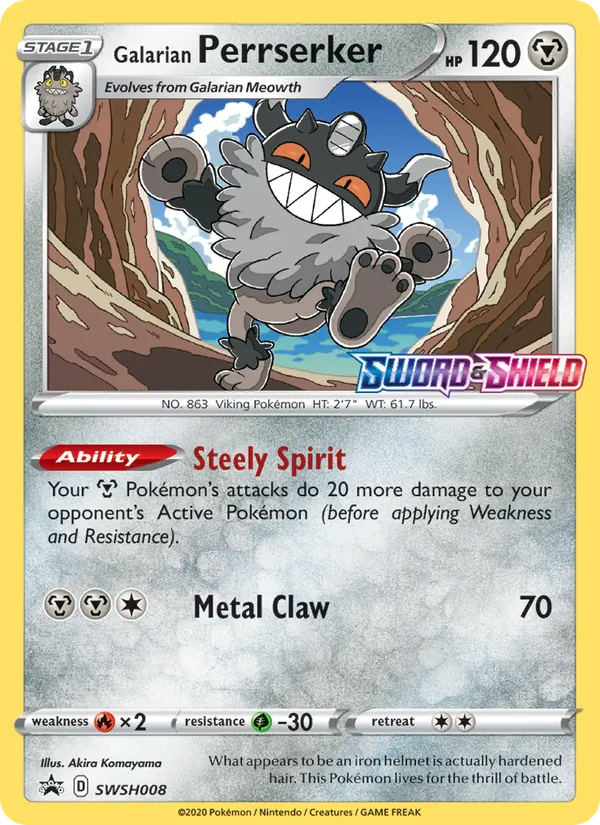 Galarian Perrserker Holo WH008/307 SWSH Black Star Promos Pokémon Card