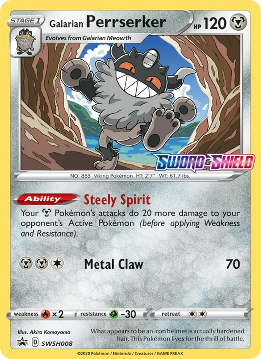 Galarian Perrserker Holo WH008/307 SWSH Black Star Promos Pokémon Card