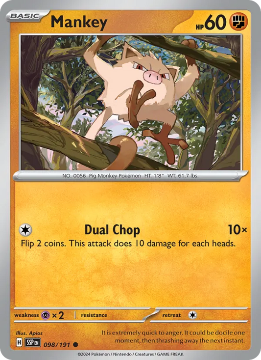 Mankey Normal 098/191 Surging Sparks Pokémon Card