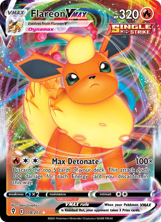 Flareon VMAX Holo 018/203 Evolving Skies Pokémon Card