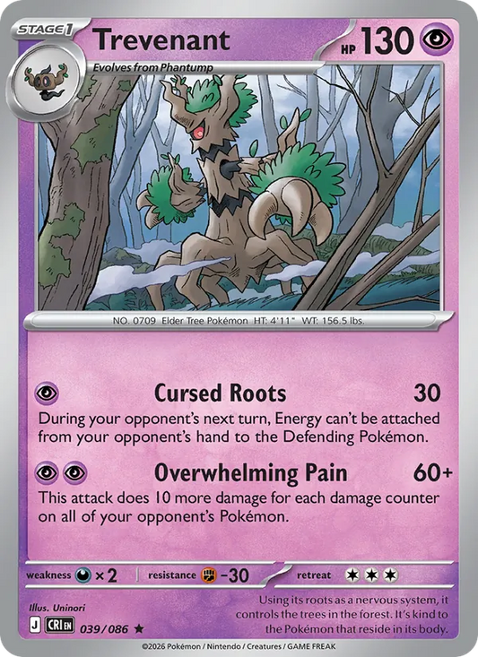 Trevenant Holo 039/86 Chaos Rising Pokémon Card