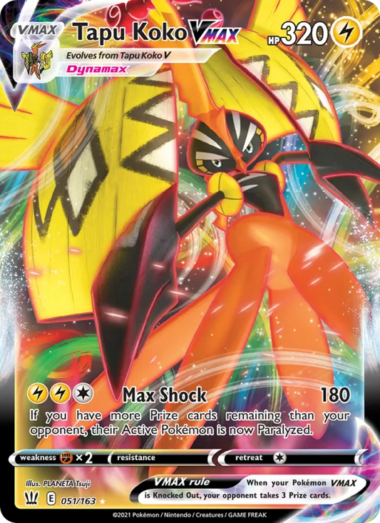 Tapu Koko VMAX Holo 051/163 Battle Styles Pokémon Card