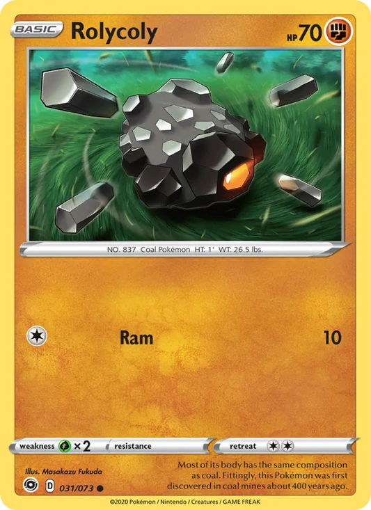 Rolycoly Reverse Holo 031/73 Champion's Path Pokémon Card