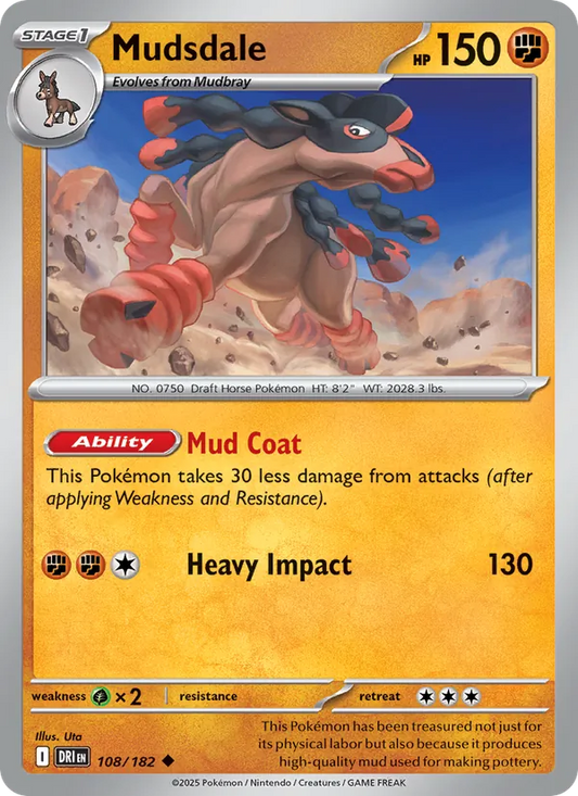 Mudsdale Normal 108/182 Destined Rivals Pokémon Card