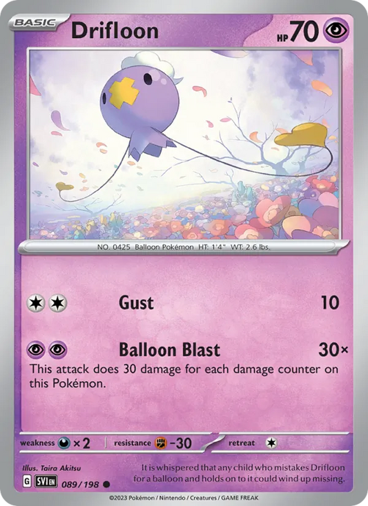 Drifloon Non-Holo 089/198 Scarlet & Violet Pokémon Card