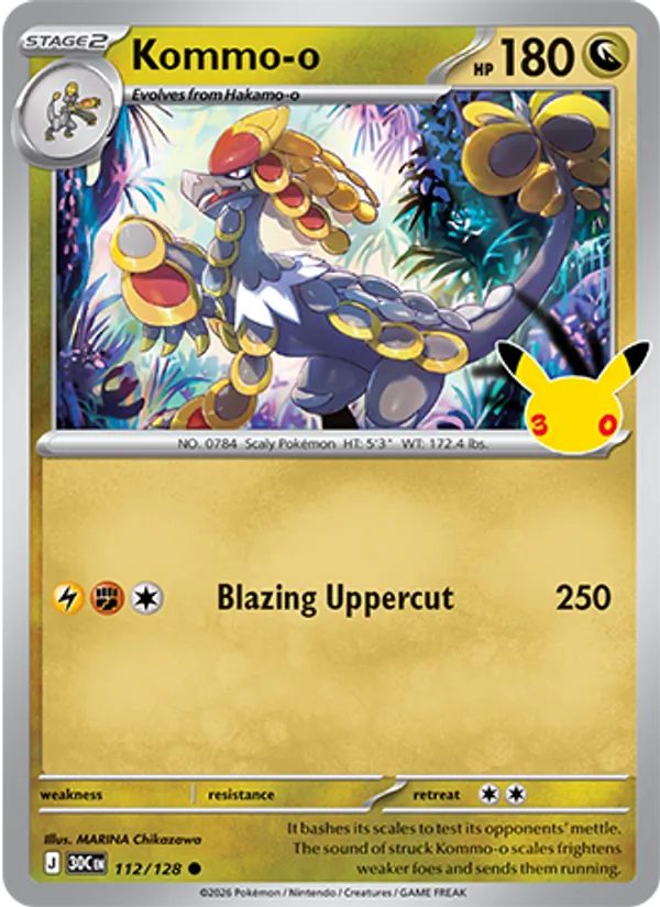 Kommo-o Normal 112/128 30th Celebration Pokémon Card