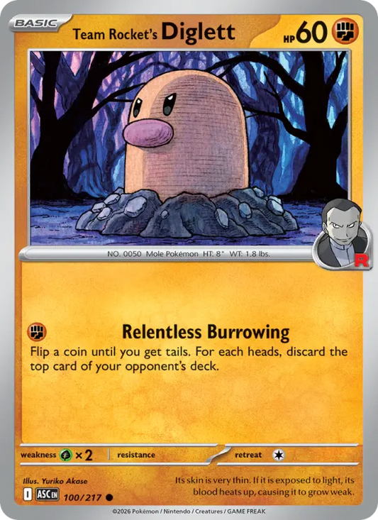 Team Rocket's Diglett Reverse Holo 100/217 Ascended Heroes Pokémon Card