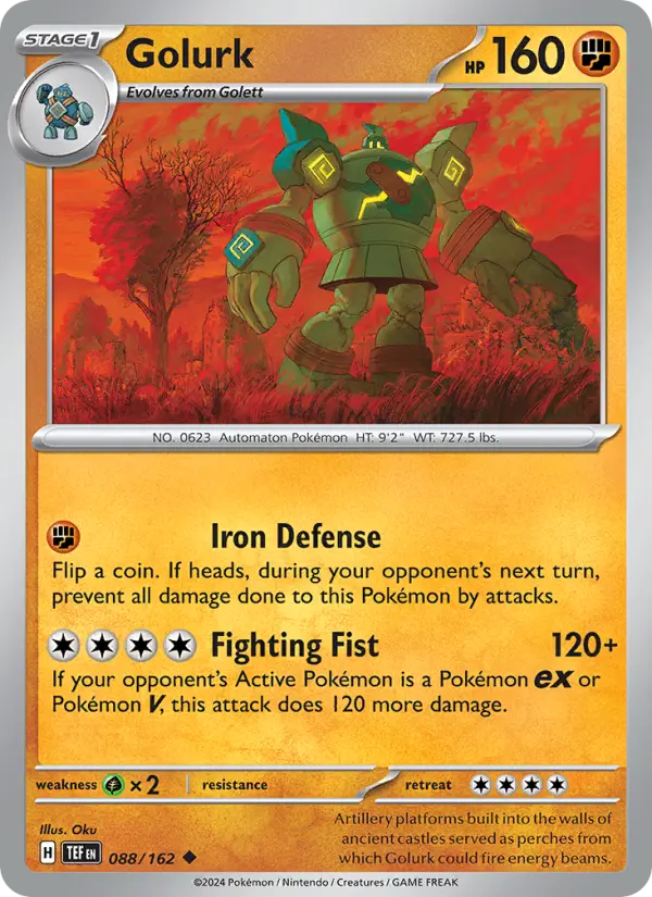 Golurk Reverse Holo 088/162 Temporal Forces Pokémon Card