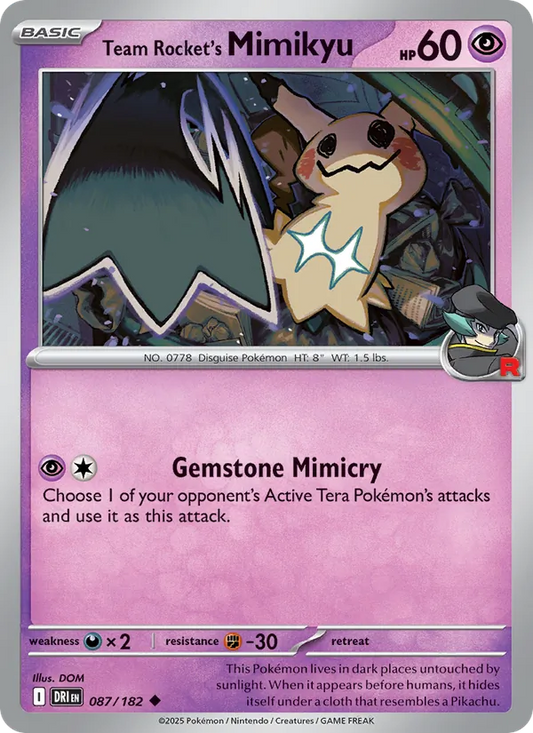 Team Rocket's Mimikyu Normal 087/182 Destined Rivals Pokémon Card