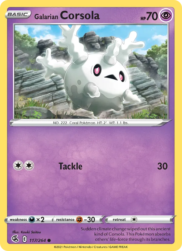 Galarian Corsola Reverse Holo 117/264 Fusion Strike Pokémon Card