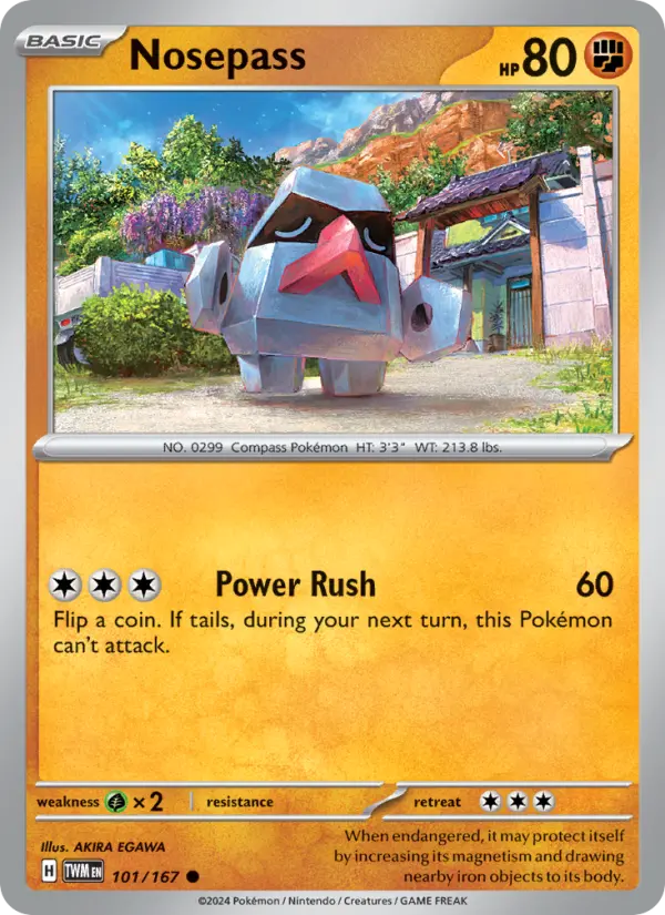 Nosepass Reverse Holo 101/167 Twilight Masquerade Pokémon Card