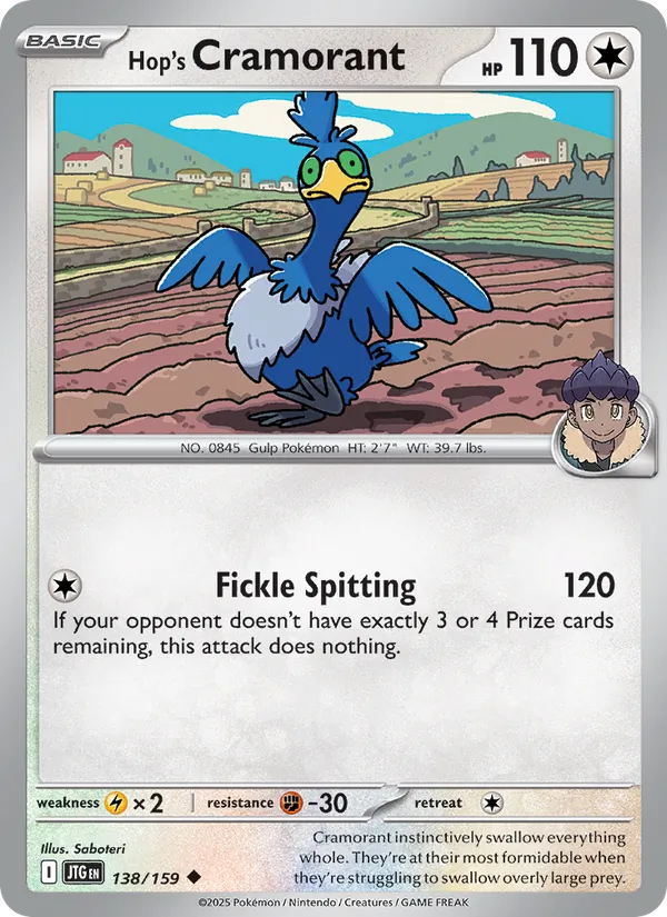 Hop's Cramorant Normal 138/159 Journey Together Pokémon Card