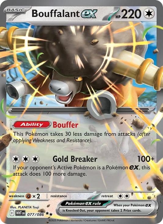 Bouffalant ex Holo 077/86 White Flare Pokémon Card