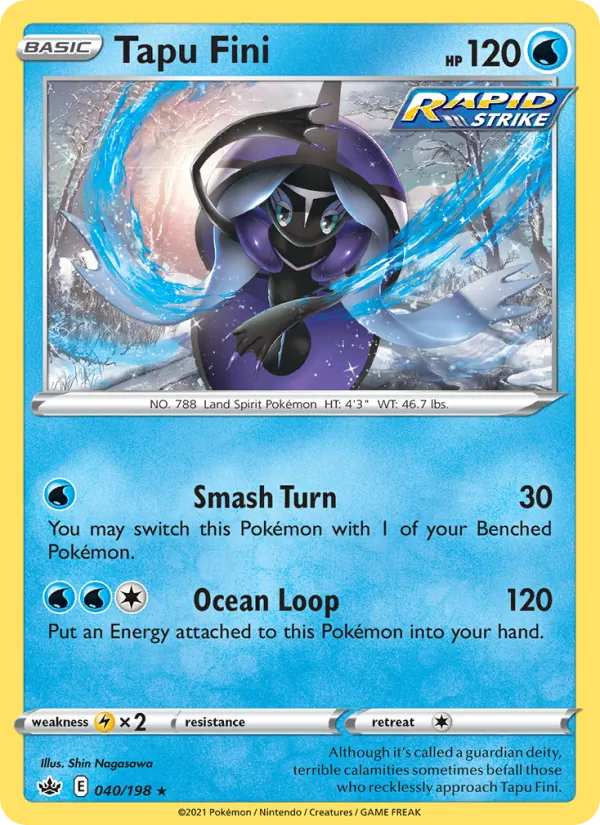 Tapu Fini Reverse Holo 040/198 Chilling Reign Pokémon Card