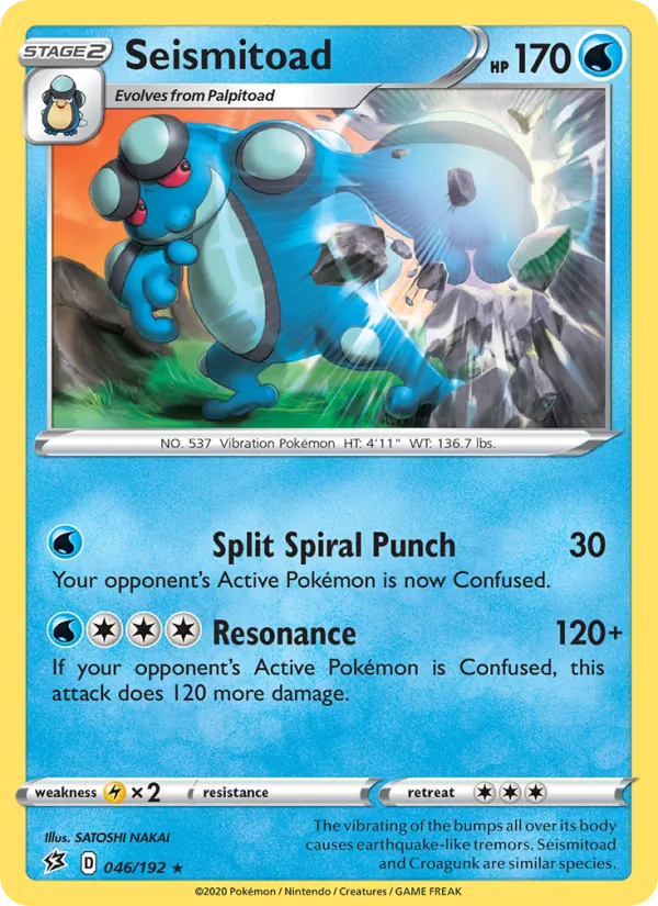 Seismitoad Reverse Holo 046/192 Rebel Clash Pokémon Card