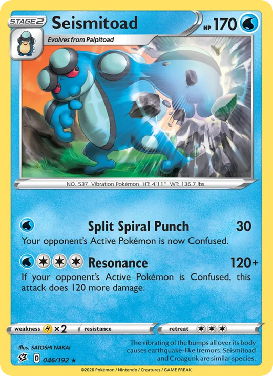 Seismitoad Reverse Holo 046/192 Rebel Clash Pokémon Card