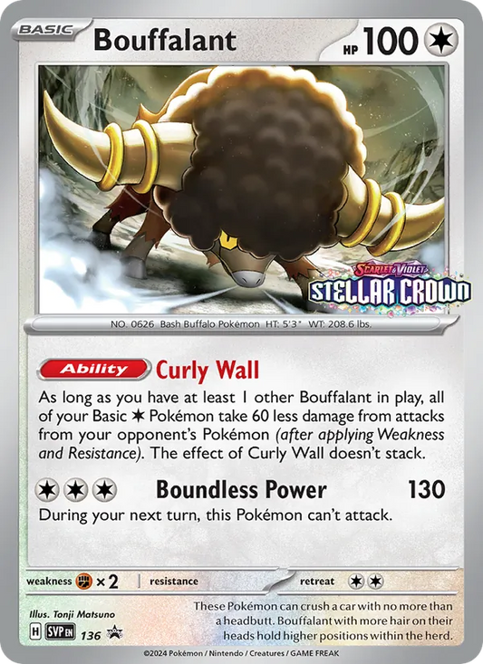 Bouffalant Holo 136/225 SVP Black Star Promos Pokémon Card