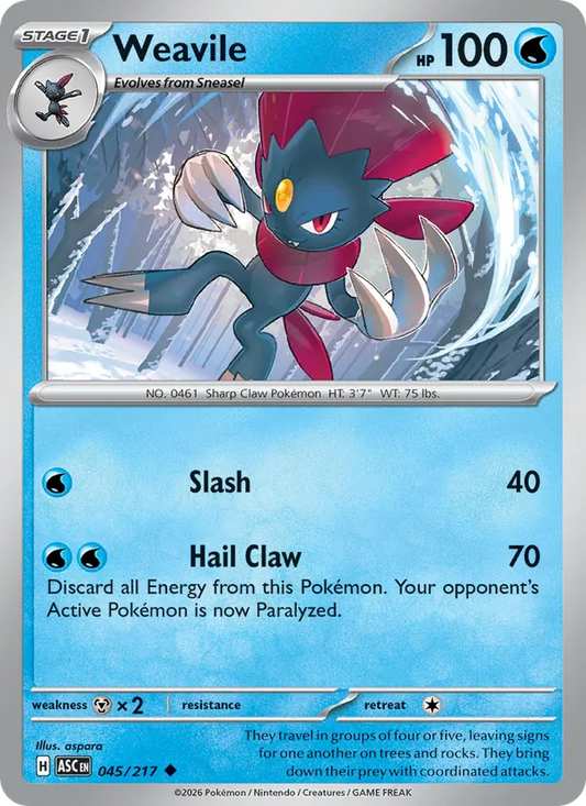 Weavile Normal 045/217 Ascended Heroes Pokémon Card