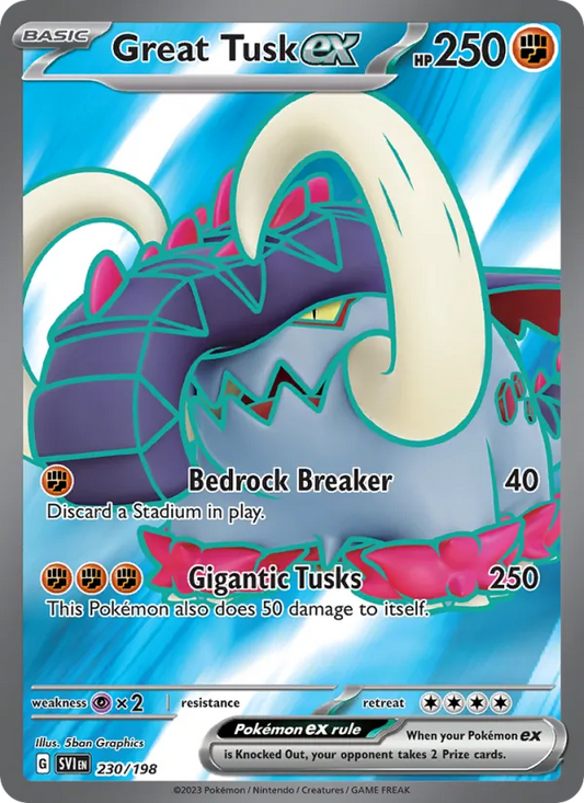 Great Tusk ex Holo 230/198 Scarlet & Violet Pokémon Card