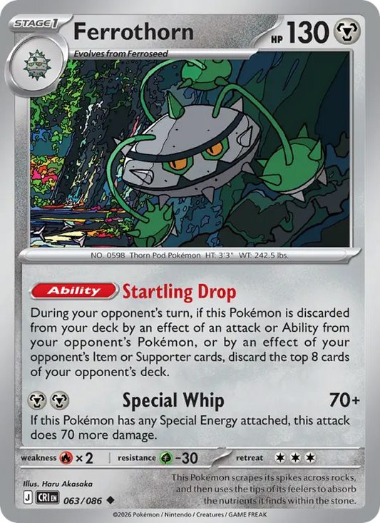 Ferrothorn Non-Foil 063/86 Chaos Rising Pokémon Card