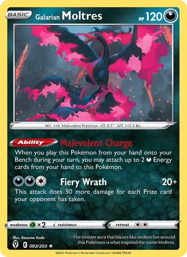 Galarian Moltres Reverse Holo 093/203 Evolving Skies Pokémon Card