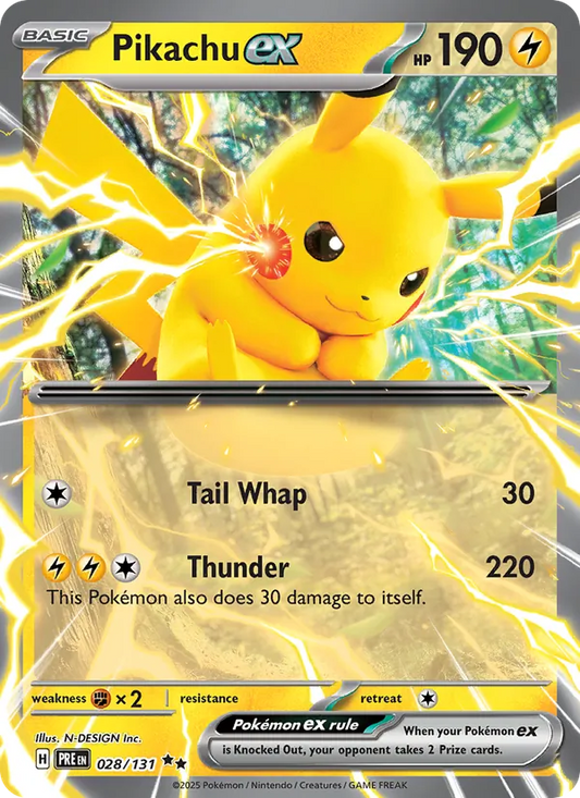Pikachu ex Holo 028/131 Prismatic Evolutions Pokémon Card