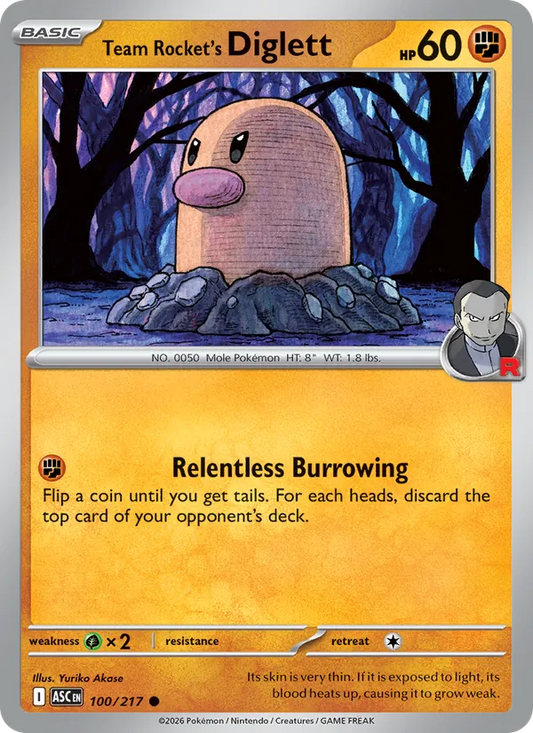 Team Rocket's Diglett Normal 100/217 Ascended Heroes Pokémon Card