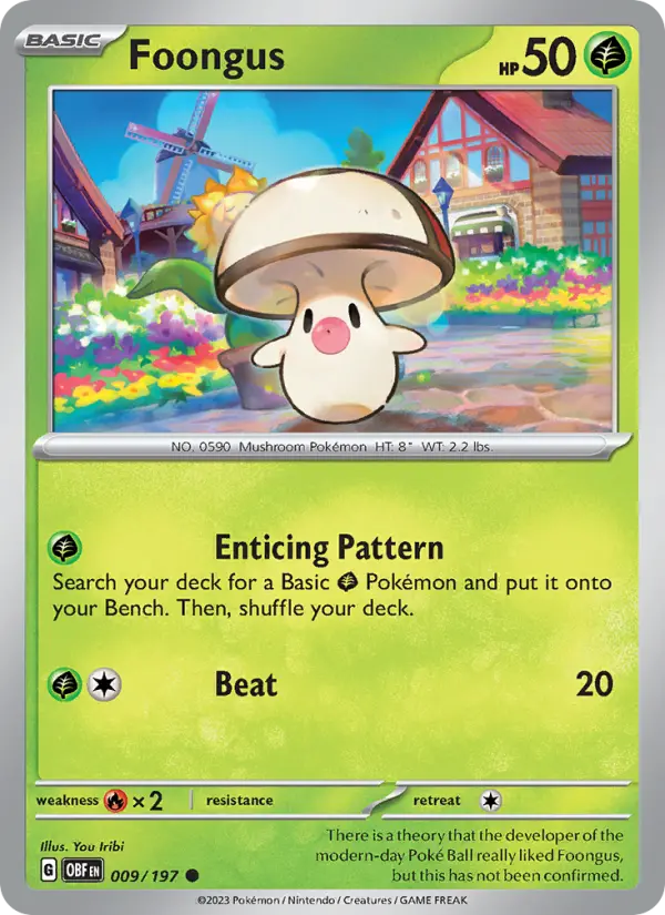 Foongus Reverse Holo 009/197 Obsidian Flames Pokémon Card