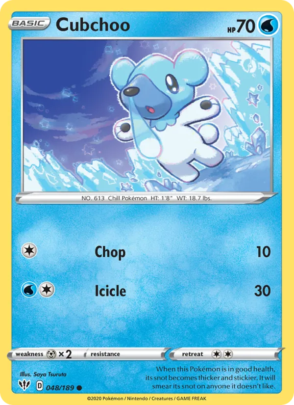 Cubchoo Reverse Holo 048/189 Darkness Ablaze Pokémon Card