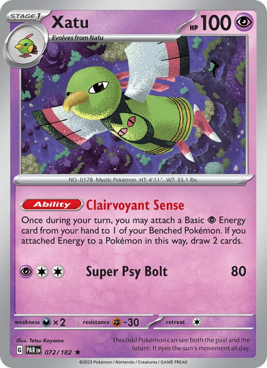 Xatu Holo 072/182 Paradox Rift Pokémon Card