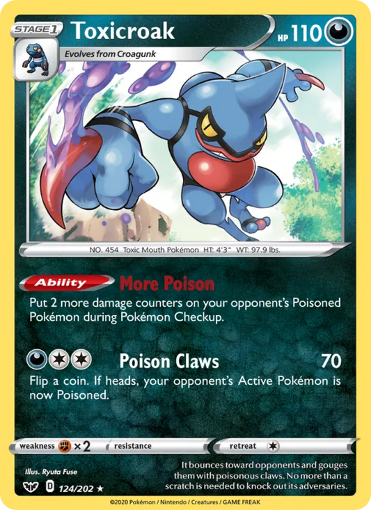 Toxicroak Reverse Holo 124/202 Sword & Shield Pokémon Card