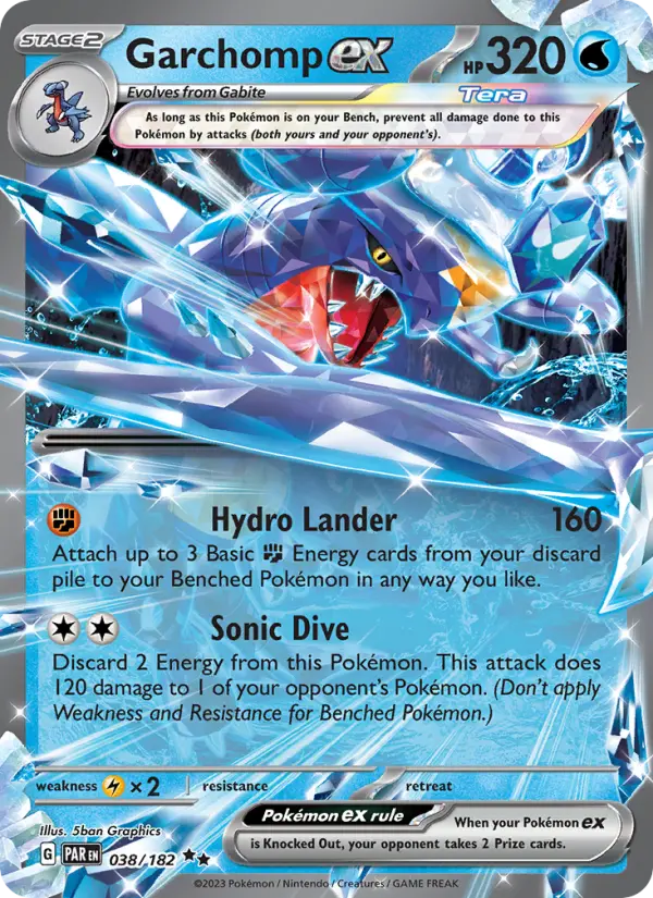Garchomp ex Holo 038/182 Paradox Rift Pokémon Card