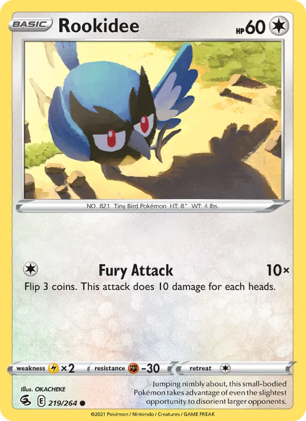 Rookidee Reverse Holo 219/264 Fusion Strike Pokémon Card