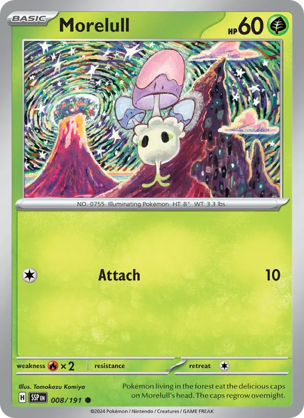 Morelull Reverse Holo 008/191 Surging Sparks Pokémon Card